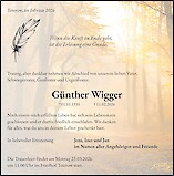 Traueranzeige Günther Wigger