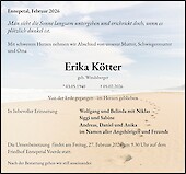Traueranzeige Erika Kötter