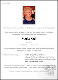 Traueranzeige Maria Karl, Wien