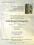 Traueranzeige Maria Elisabeth Weingarten