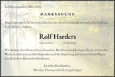 Traueranzeige Rolf Harders, Bad Zwischenahn
