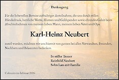 Traueranzeige Karl-Heinz Neubert, Klingenberg