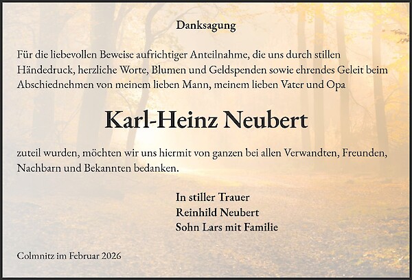 Danksagung von Karl-Heinz Neubert, Klingenberg