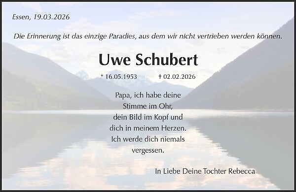 Traueranzeige von Uwe Schubert