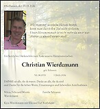 Traueranzeige Christian Wierdemann