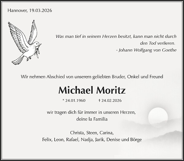 Traueranzeige von Michael Moritz