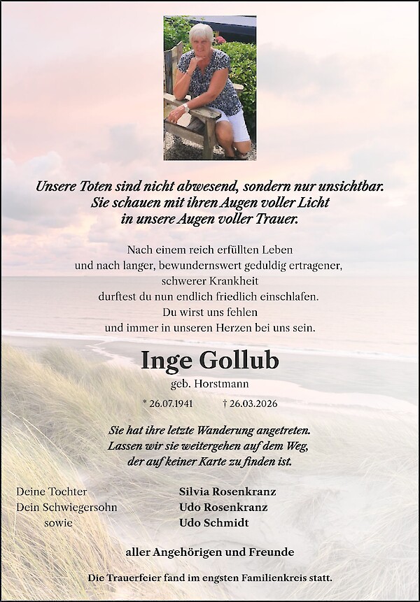 Traueranzeige von Inge Gollub
