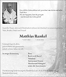 Traueranzeige Matthias Runkel