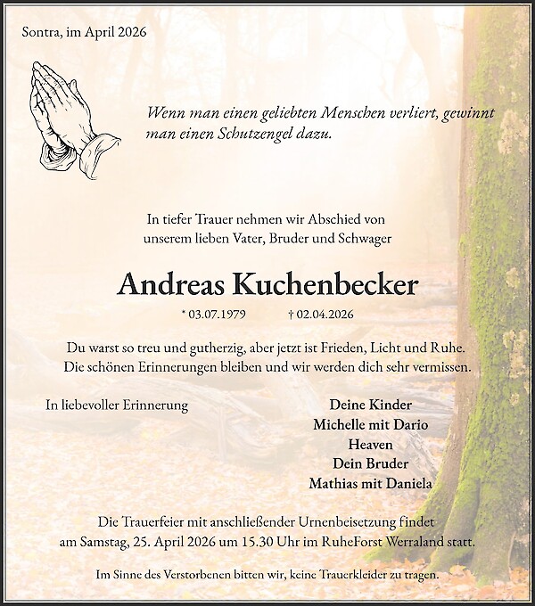 Traueranzeige von Andreas Kuchenbecker