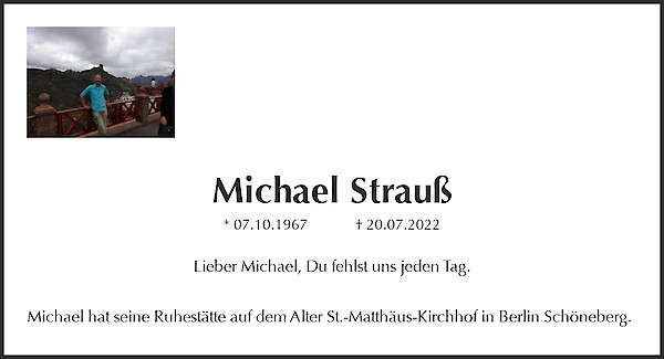 Traueranzeige von Michael Strauß, Berlin