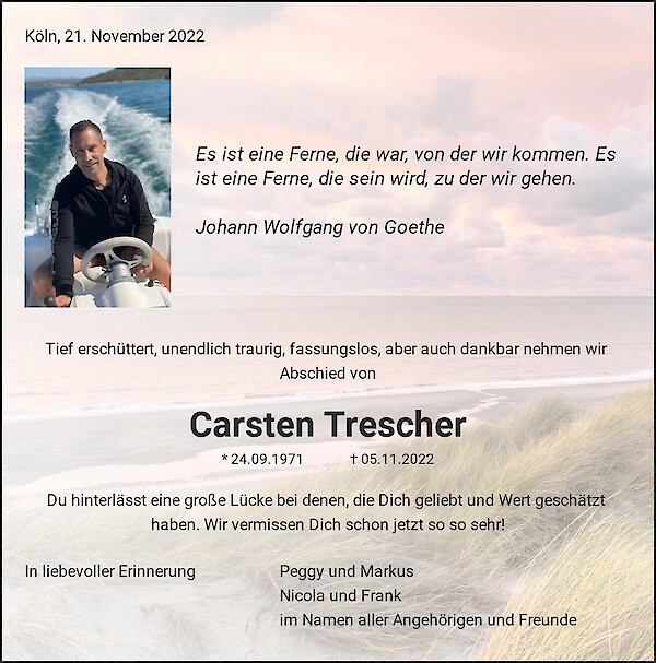 Traueranzeige von Carsten Trescher, Köln