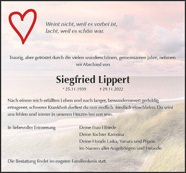 Traueranzeige von Siegfried Lippert, Lichtenfels