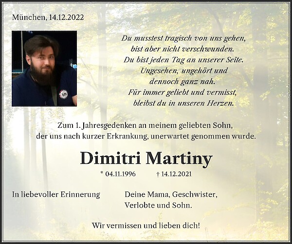Traueranzeige von Dimitri Martiny, München