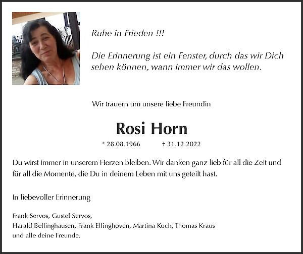 Traueranzeige von Rosi Horn, Düren